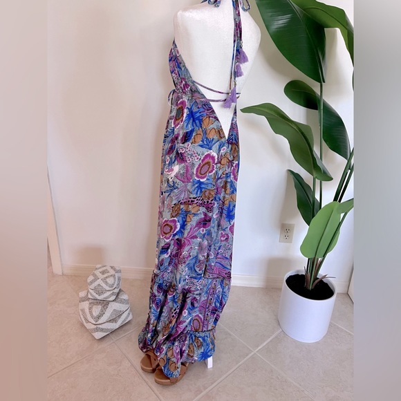 Silk Halter Boho Beach Dress - Picture 3 of 4